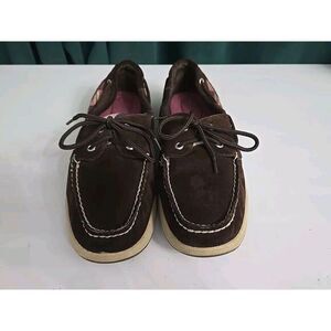 Sperry Top-Sider 10M US Women's‎ 2-Eye Brown Suede Preppy Plaid Moc Boat Shoe